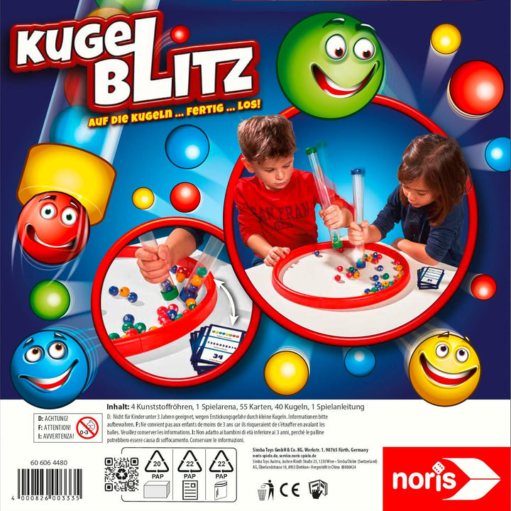 noris 606064480 Kugelblitz, das blitzschnelle Actionspiel mit Lerneffekt in verschiedenen Spielvaria