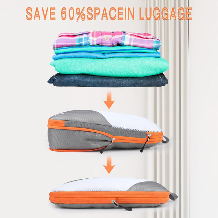 AiQInu Packing Cubes Compression, 5 Stück Packtaschen Kompression Koffer Organizer Set mit Wäschebeu