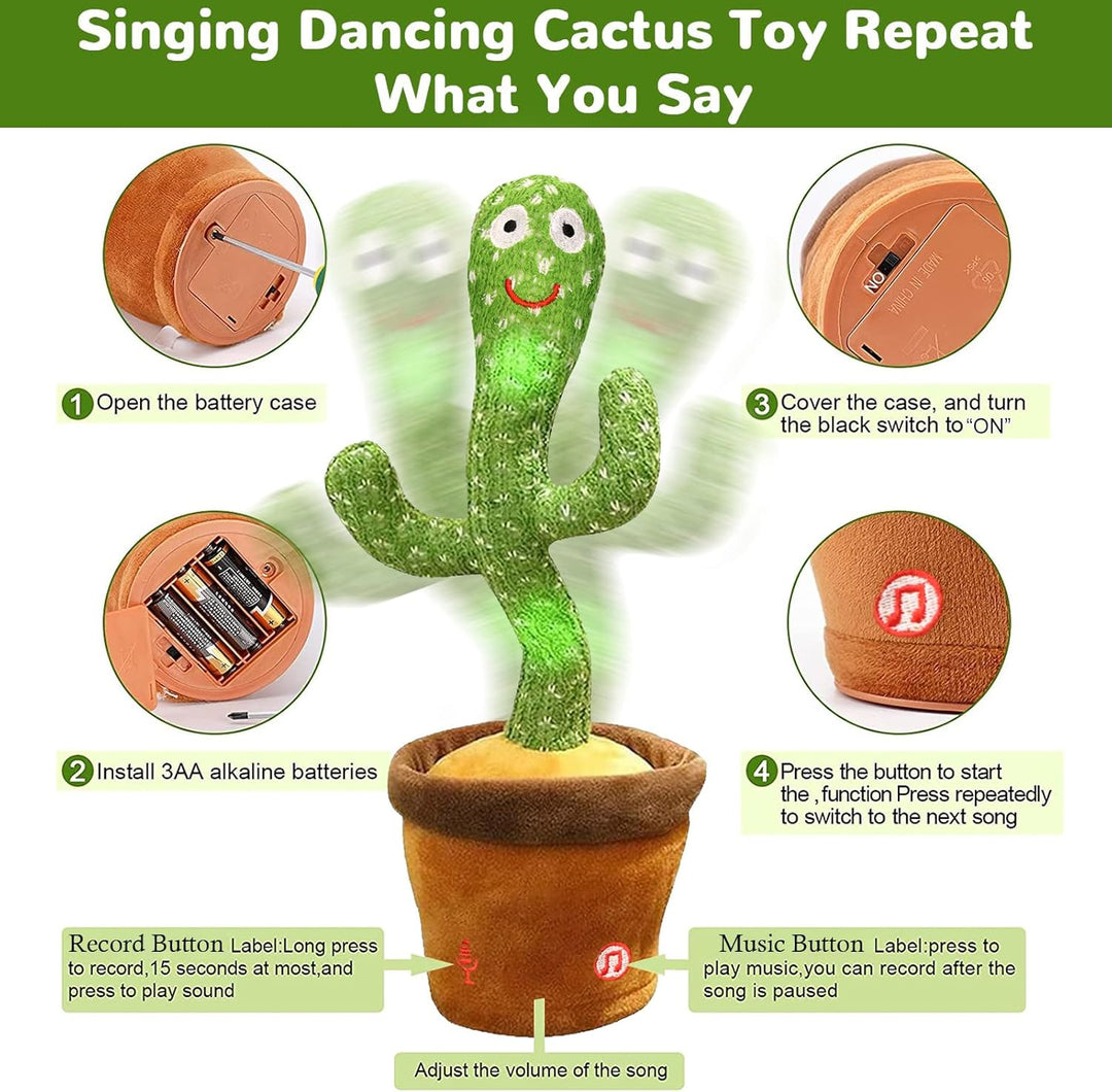 seOSTO Sprechender Tanzender Kaktus Plüschtier, Dancing Cactus Toy, Elektronischer Plüschpuppengesch
