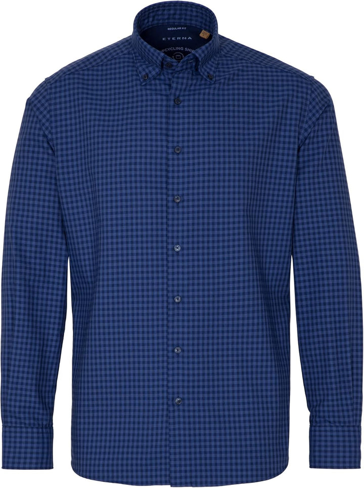 eterna Herren Upcycling Shirt Oxford Regular FIT 40 Blau, 40 Blau