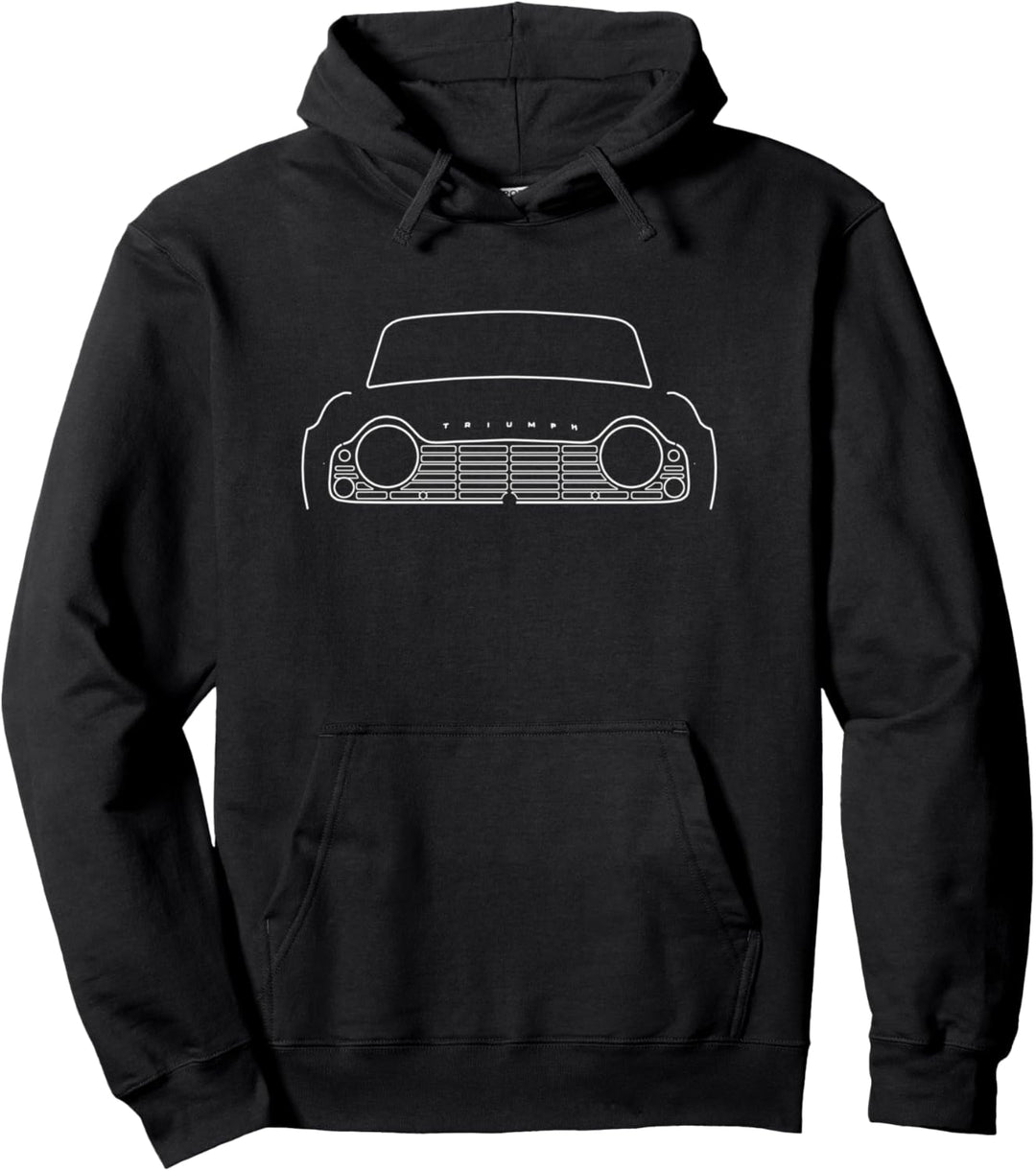 Triumph TR4 British classic car white outline graphic Pullover Hoodie