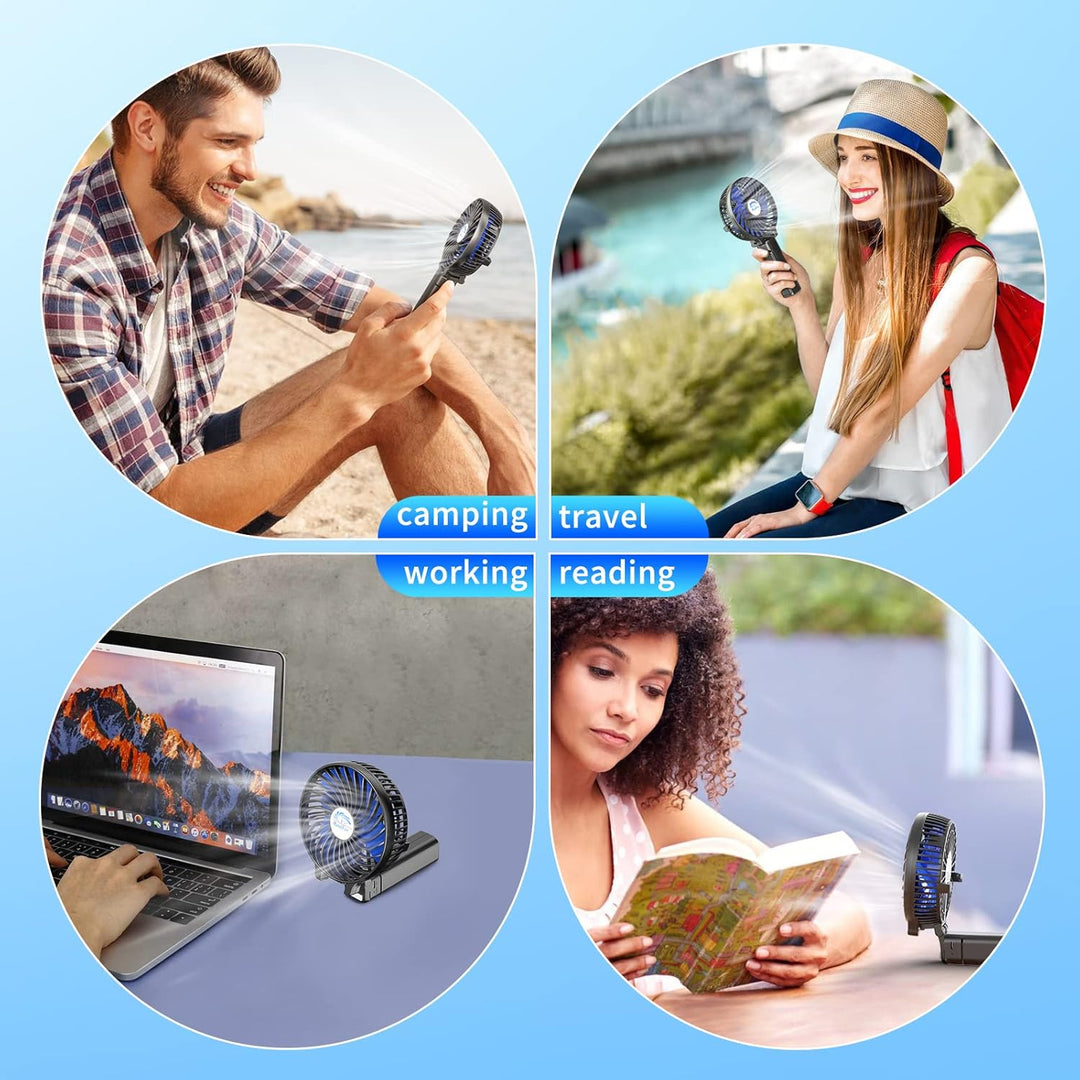 HandFan Mini Ventilator USB Tragbar Batterie Handventilator 3 Geschwindigkeits 180° Klappt Tisch Ven
