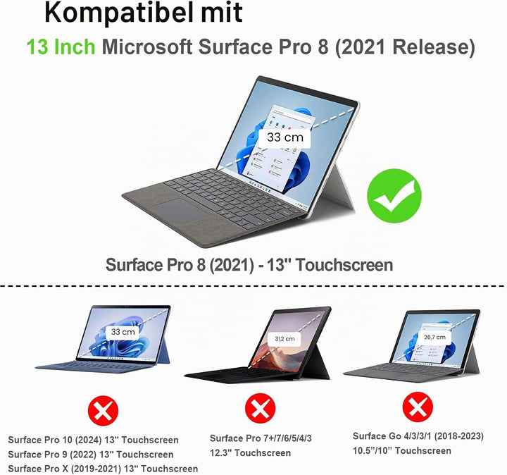 Fintie Hülle für Microsoft Surface Pro 8 13 Zoll (2021) - Multi-Sichtwinkel Hochwertigem Kunstleder