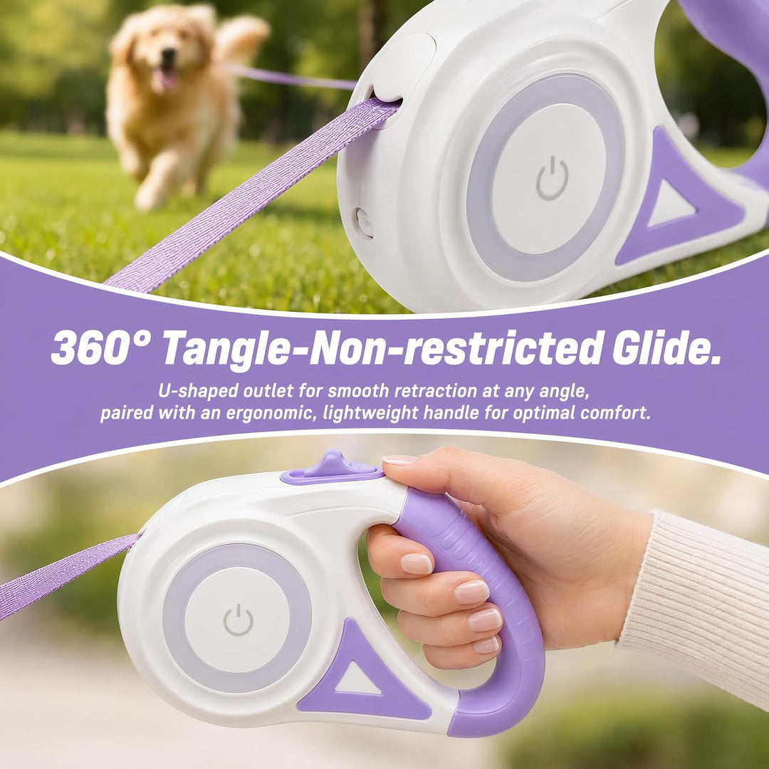 5 Meter Ausziehbare Hundeleine, Ausziehbare Haustier Leine aus Nylon, Automatische Hundeleine mit LE