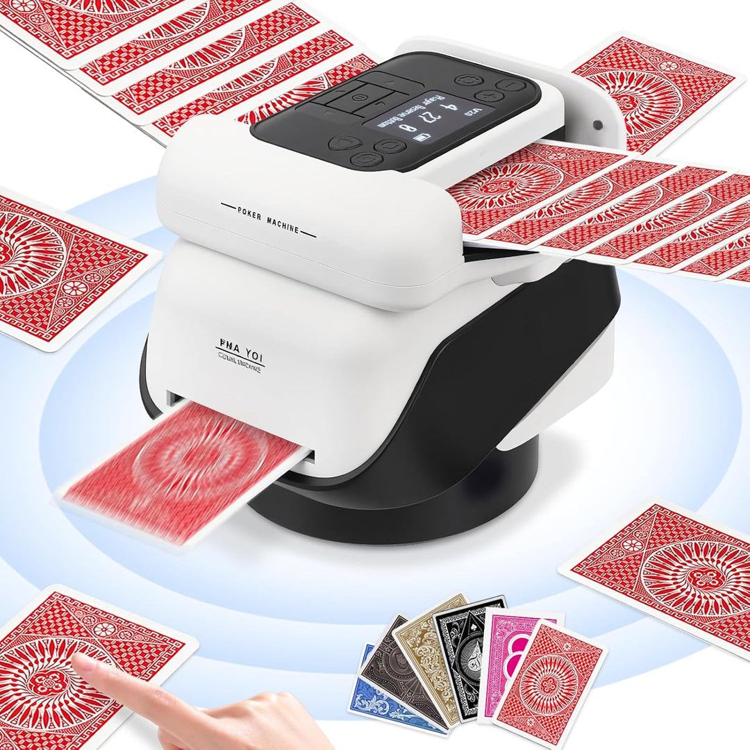 Automatischer Kartenmischer und Austeiler, 2 in 1 Kartenmischmaschine, 360° Drehung für 2-8 Spieler,