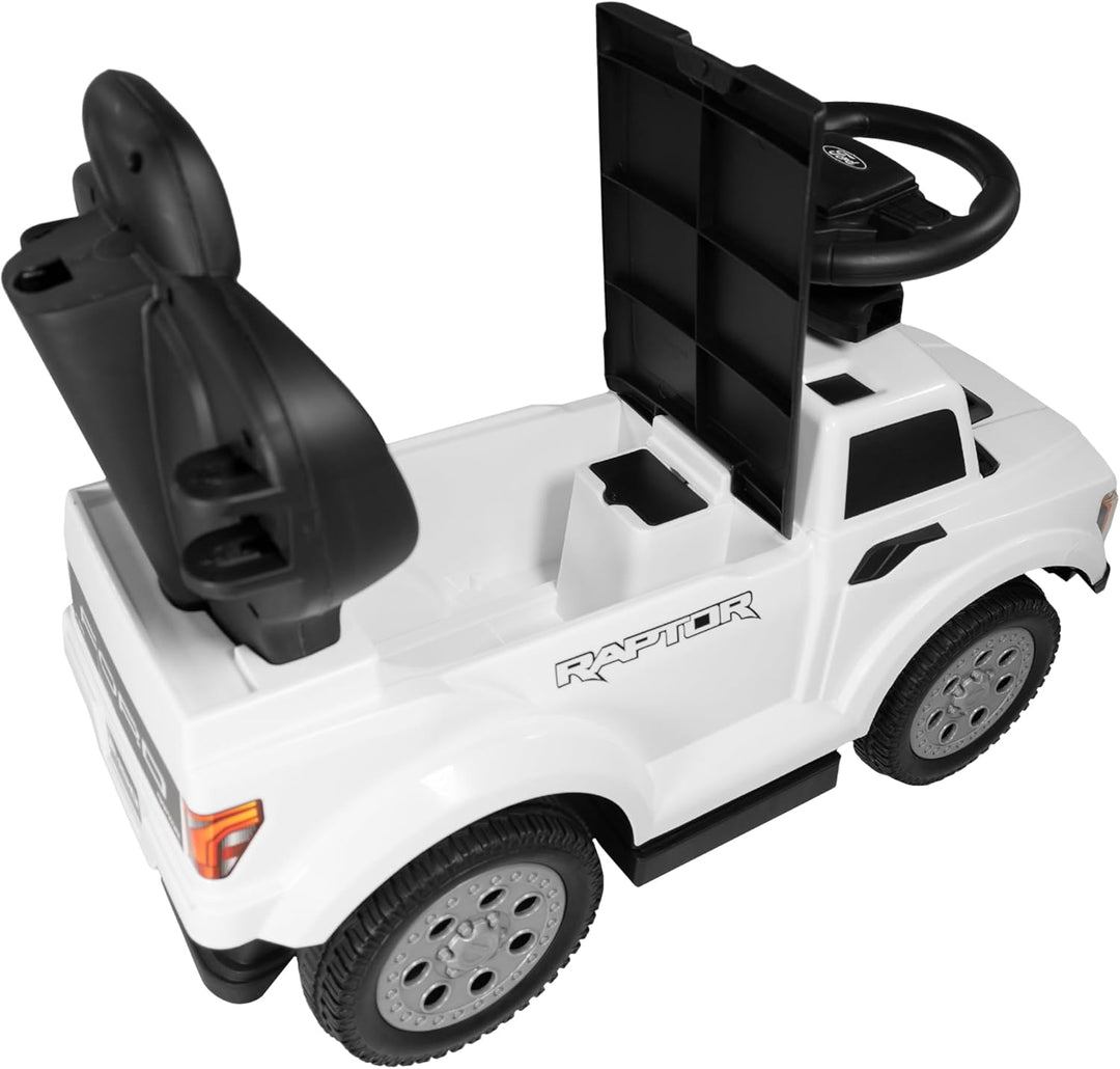 Lemodo Rutschauto Ford F-150 weiss mit Schiebestange, Kinderfahrzeug aus Kunststoff mit Sound-Lenkra