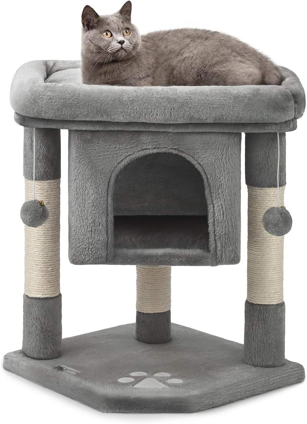 lionto Kratzbaum Kletterbaum Katzenkratzbaum Katzenbaum Höhe 60 cm, dunkelgrau, Dunkelgrau