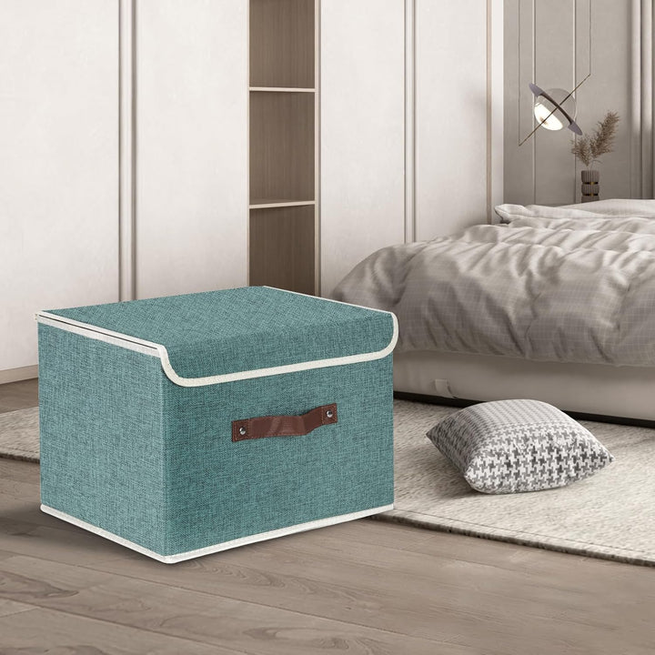 TYEERS Faltbare Aufbewahrungsbox mit Deckel, Stoff, Waschbare, Kisten Aufbewahrung mit Deckel, 38x25