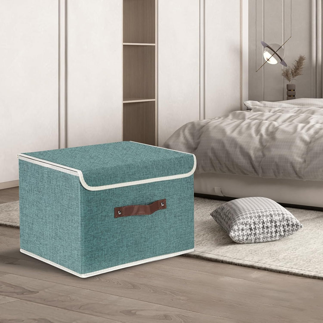 TYEERS Faltbare Aufbewahrungsbox mit Deckel, Stoff, Waschbare, Kisten Aufbewahrung mit Deckel, 38x25
