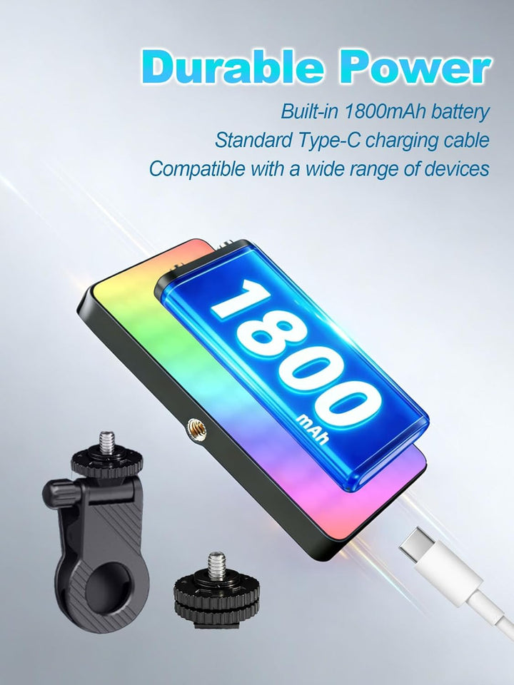 LED Selfie Licht & Handylicht mit Clip – Wiederaufladbares Videolicht 1800mAh für Laptop, TikTok & V