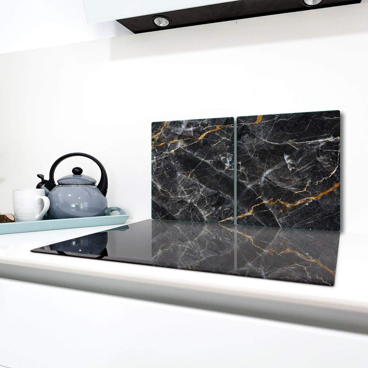 TMK | Herdabdeckplatten Set 2x40x52 cm Ceranfeld Abdeckung Glas Spritzschutz Abdeckplatte Glasplatte