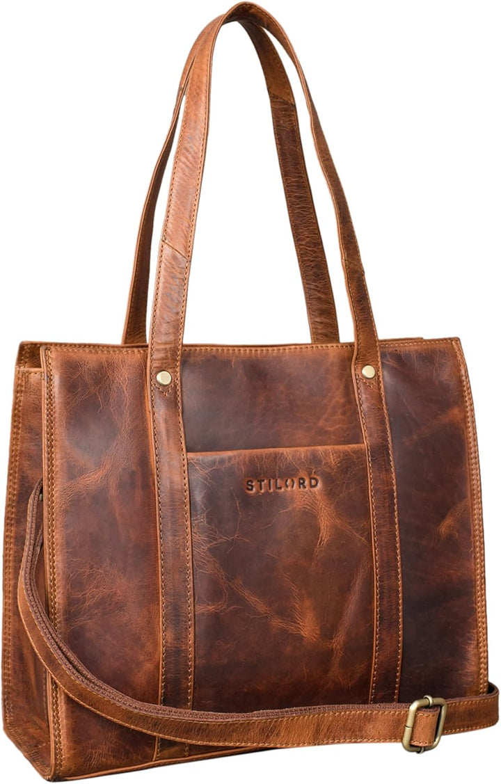 STILORD 'Ariana' Shopper Business Damen Leder Businesstasche Frauen Tote Bag Handtasche Arbeitstasch