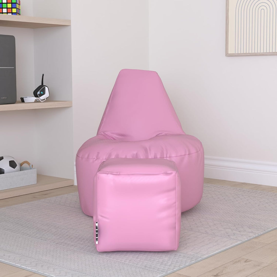 PATCH HOME Gamer Kissen Lounge Kissen Sitzsack Sessel Sitzkissen Bean Bag + Würfel/Hocker mit Reissv