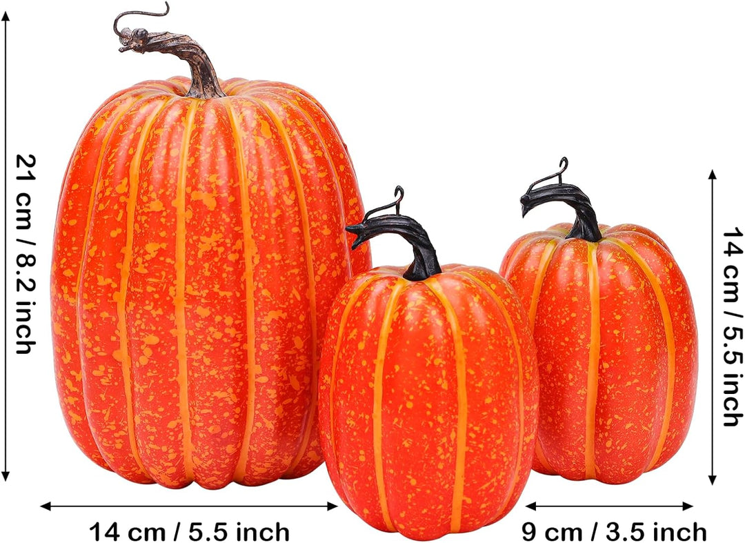 Quancru 3pcs Künstliche Kürbisse Gefälschte Gemüse DIY Halloween Erntedankfest Herbst Thema Party Ho