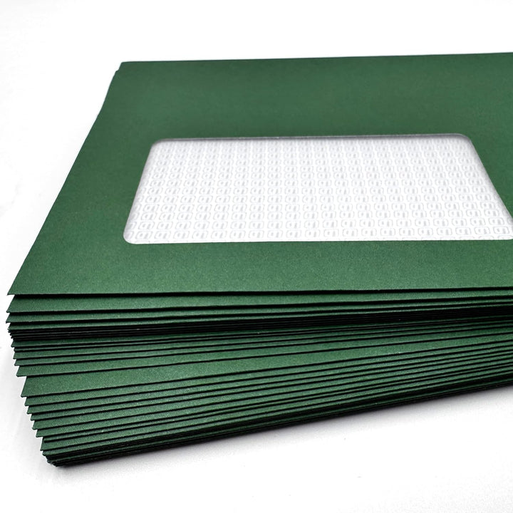 100 Umschläge mit Fenster, Grün, Tannengrünn, DIN lang = 220 x 110 mm, Haftklebestreifen, Fensterkuv