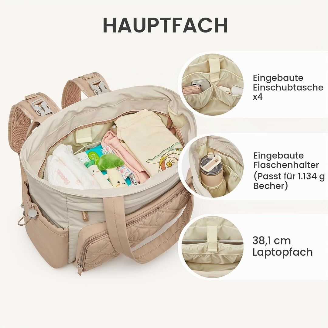G4Free 3-in-1 Wickeltasche, Wickelrucksack Gross mit Wickelunterlage, Multifunktions Babytasche Fäch