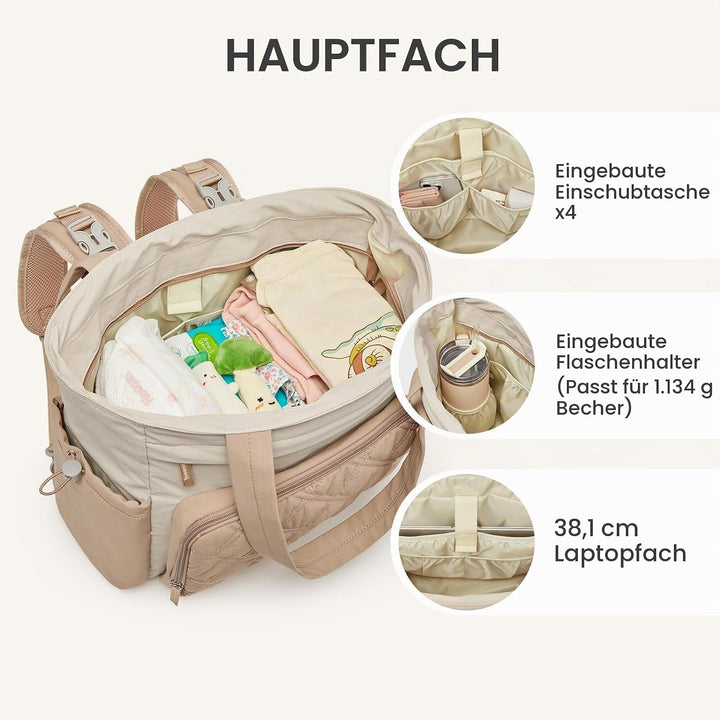 G4Free 3-in-1 Wickeltasche, Wickelrucksack Gross mit Wickelunterlage, Multifunktions Babytasche Fäch
