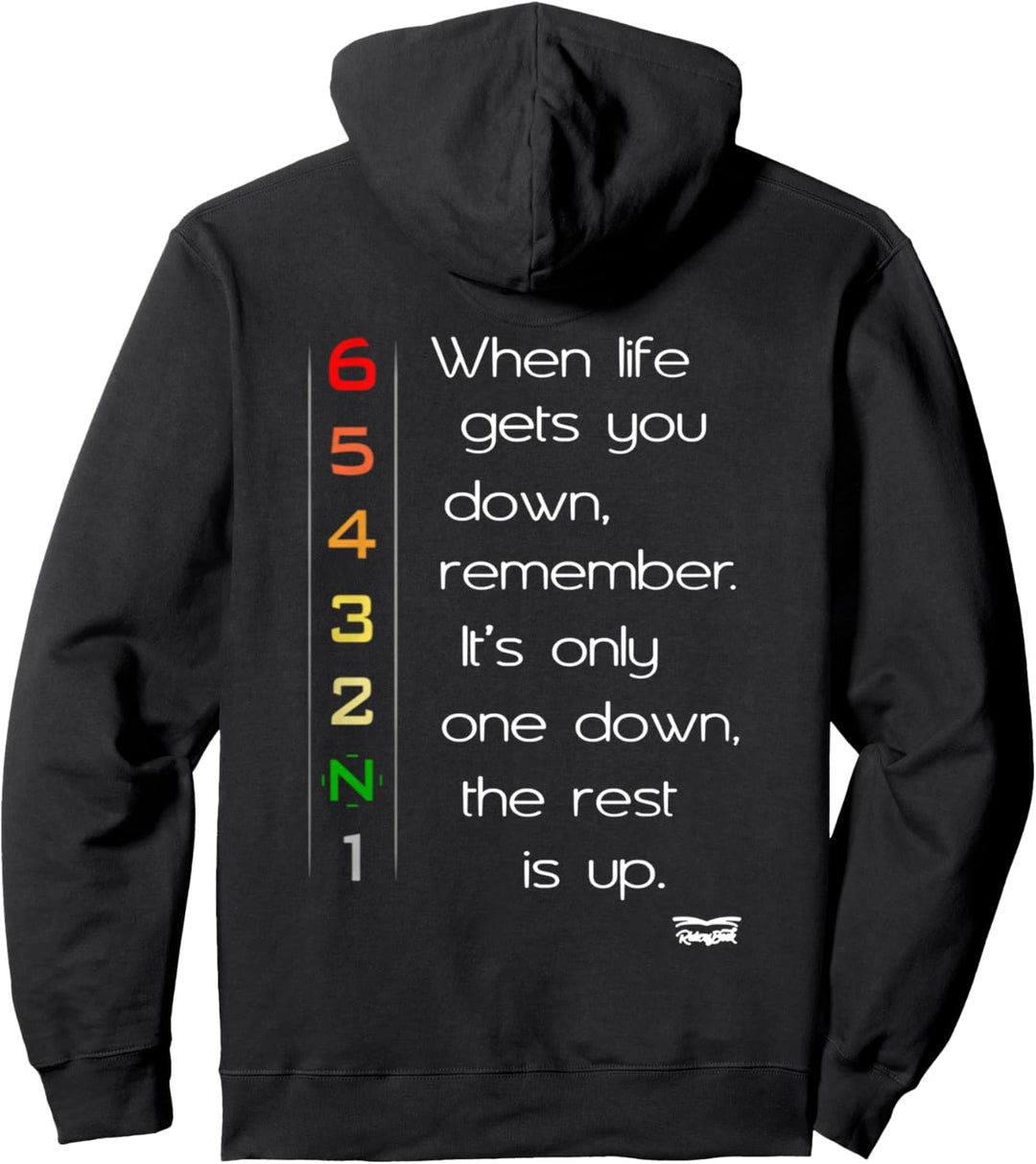 When life gets you down Motorcycle Motorbike Gears On Back Pullover Hoodie