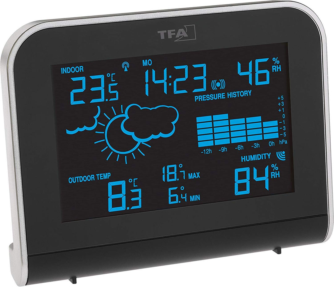 TFA 35.1148.01.IT Sphere Funk-Wetterstation mit Farbwechsel-Display (schwarz mit Batterien)