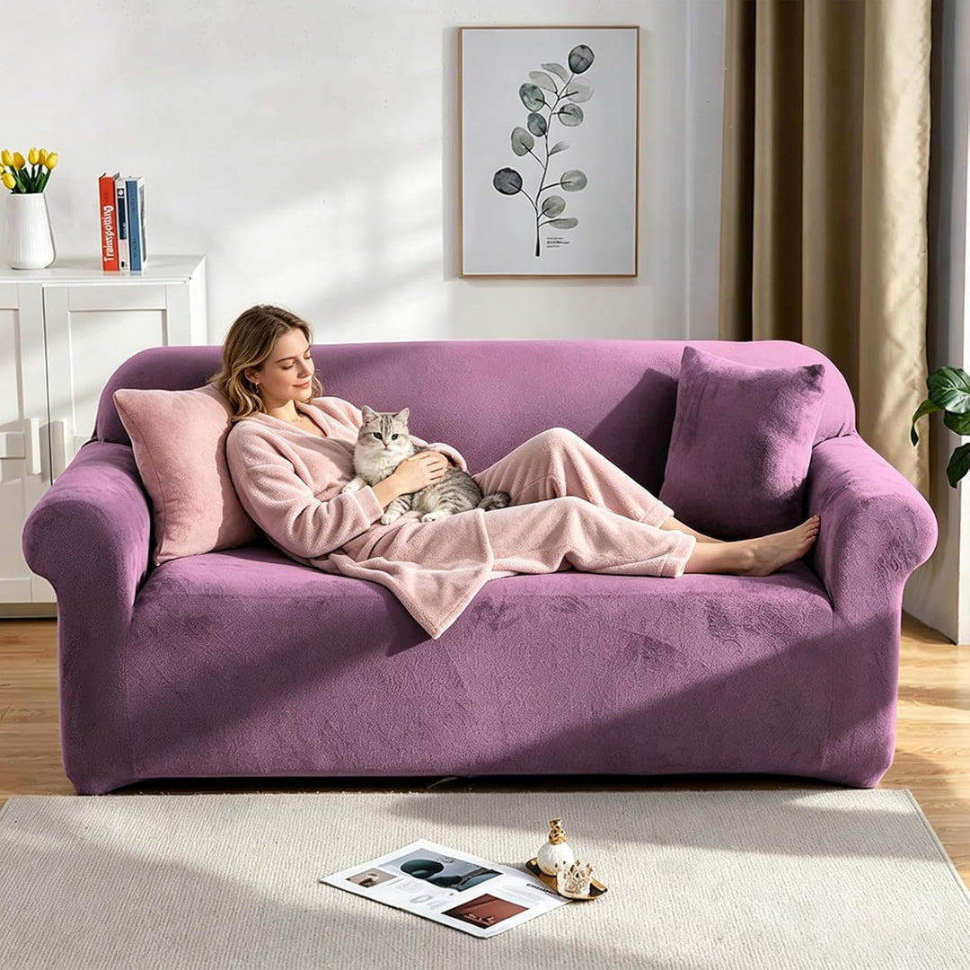 PETCUTE Sesselbezüge Elastische Sesselbezüge Dicke Sofabezüge Sofabezüge Helles Lila 1 Sitzer Helles
