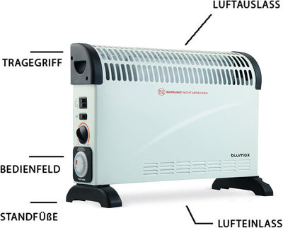 blumax Heizgerät 2000W | energiesparende Konvektorheizung | Elektroheizung für Innenräume | mit Turb