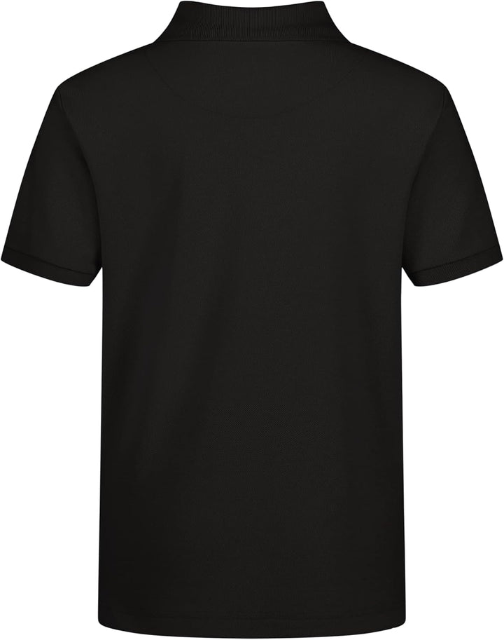 Nautica Boys' Big School Uniform Short Sleeve Pique Polo, Black, Medium-10/12