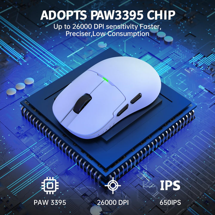 AJAZZ AJ159P Superlight Kabellose Gaming-Maus mit Magnetischer Ladestation, Ultraleicht 56g, Pixart