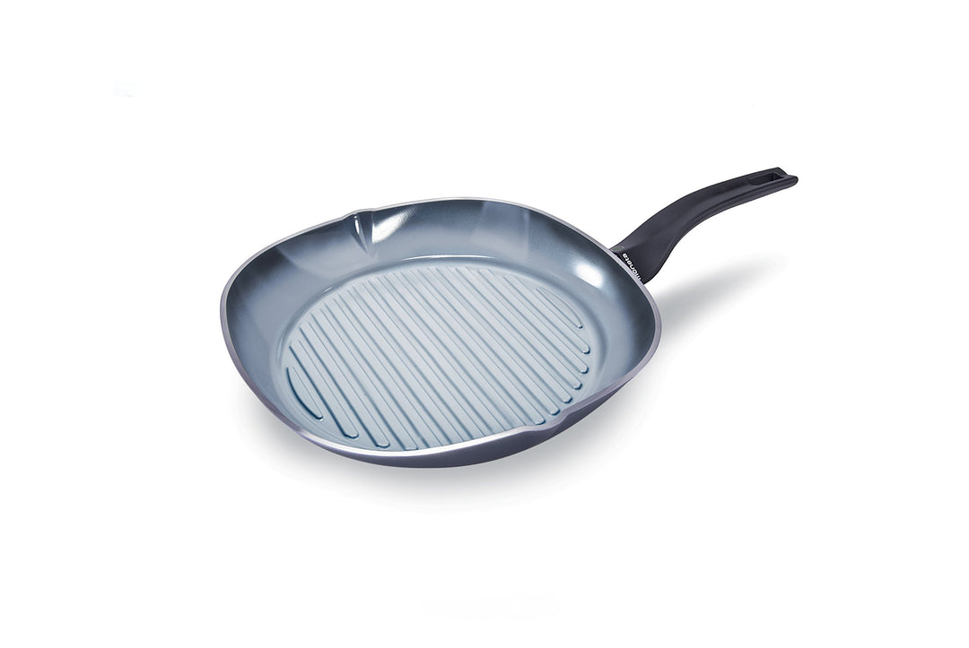 Moneta Aria Finegres Bistecchiera antiaderente Naturale 28cm, Alluminio, Grigio, anche per induzione