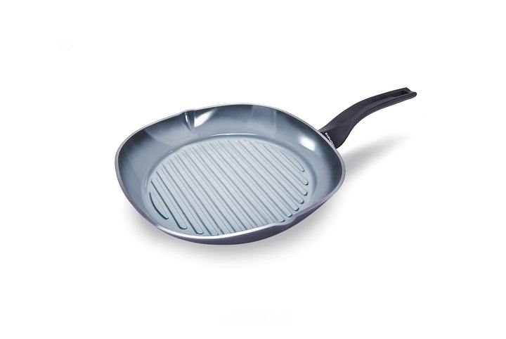 Moneta Aria Finegres Bistecchiera antiaderente Naturale 28cm, Alluminio, Grigio, anche per induzione