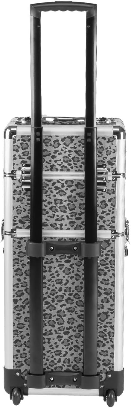 anndora 2 Rad Beauty Trolley 60 Liter Salontrolley Leo Snow Muster - hochwertiger Druck haptisch, Le