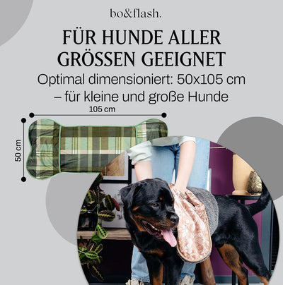 bo&flash Design Hundehandtuch für grosse und kleine Hunde – Trendiges Handtuch mit 2 praktischen Tas