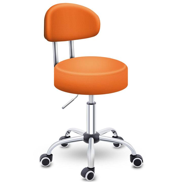 TRESKO® Rollhocker mit Lehne höhenverstellbar 10cm Dicke Polsterung Drehbar | Hocker 46-58cm | Arbei