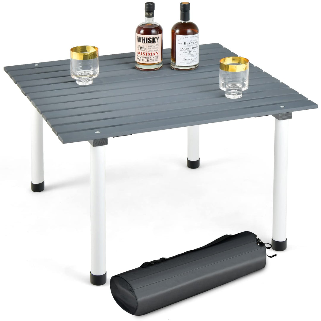 GOPLUS Campingtisch, Picknicktisch aufrollbar aus Tannenholz bis 50kg belastbar, Balkontisch Gartent