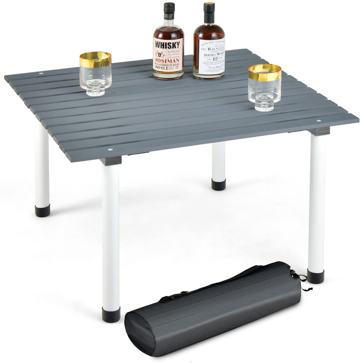 GOPLUS Campingtisch, Picknicktisch aufrollbar aus Tannenholz bis 50kg belastbar, Balkontisch Gartent