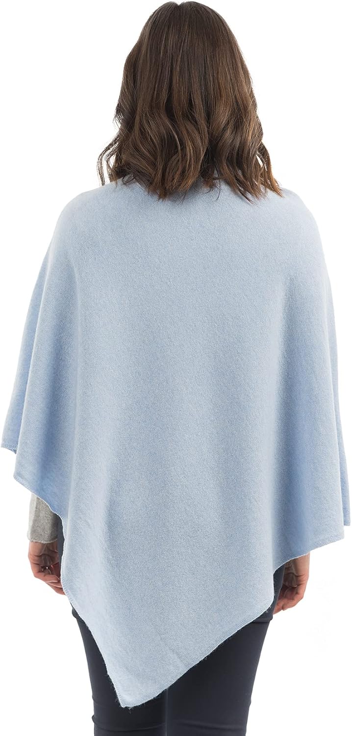 Dalle Piane Cashmere - Poncho aus Kaschmir-Gemisch - Made in Italy - Damen Einheitsgrösse Himmel, Ei