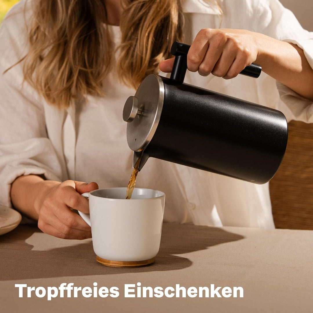 SILBERTHAL French Press Kaffeebereiter 1 Liter - Edelstahl - Doppelwandig Isolierte Kaffeepresse - f