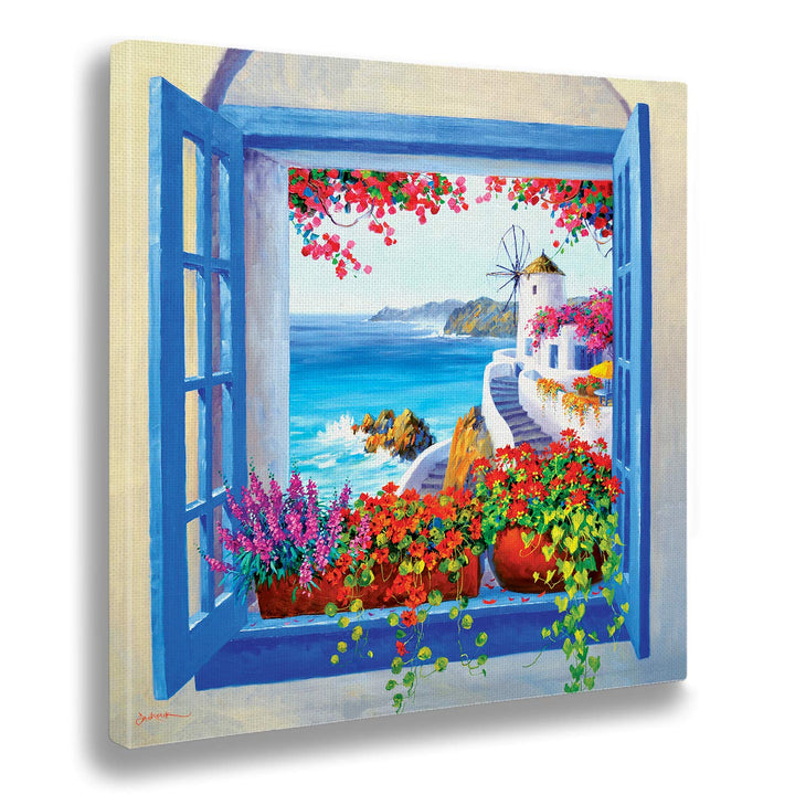 Giallobus - Bild - Druck auf Leinwand Mikki SENKARIK - Rahmen mit Landschaft Santorini LIED - Modern