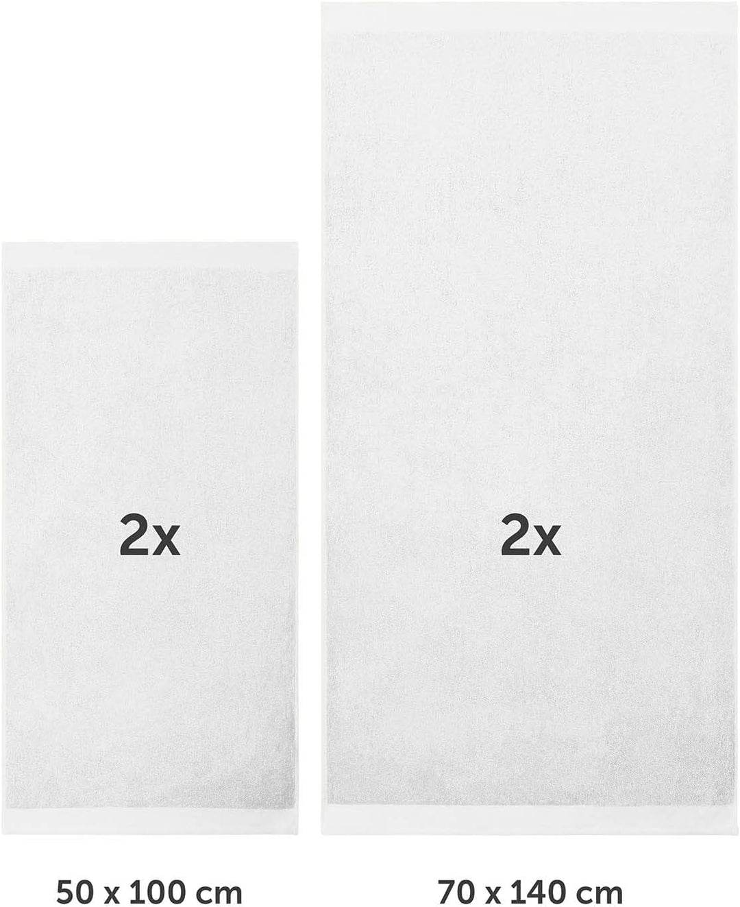 Blumtal 4-TLG. Handtücher Set 2 Badetücher 70x140 + 2 Handtücher 50x100 - weich und saugstark, 100%