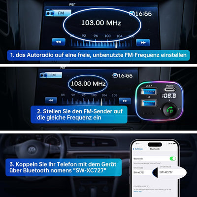 SYNCWIRE Bluetooth 5.3 FM-Transmitter-Autoladegerät 48W (PD 36W &12W) Dualer USB-Anschluss Ladegerät