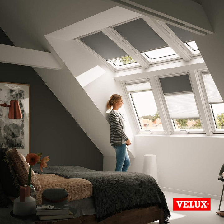 VELUX Verdunkelung Plus, Weisse Seitenschienen, S08, Dunkelblau | Verdunkelung oder Lichtfilterung,