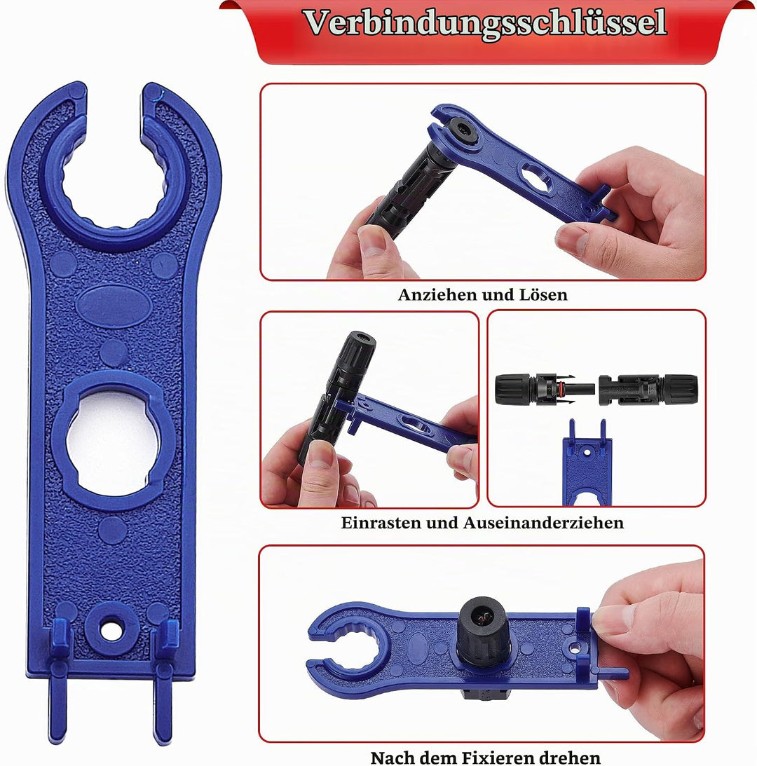 Solar Crimpzange Set für 2.5/4/6mm² Solarpanel PV Kabel, 10 Paar Kabelstecker, 10 Paar Männlich/Weib
