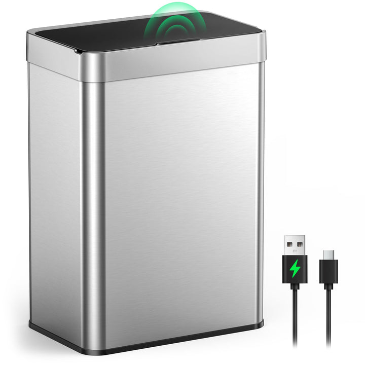 lovewind 55L Berührungsloser Küchenmülleimer, Edelstahl Sensor Mülleimer, Type-C Aufladbar, Leiser S