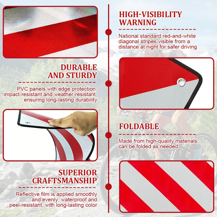2 in1 Aluminium Warning Sign for Italy/Spain, 2 Stück Warning Sign Italy and Spain with 8 Tie Down S