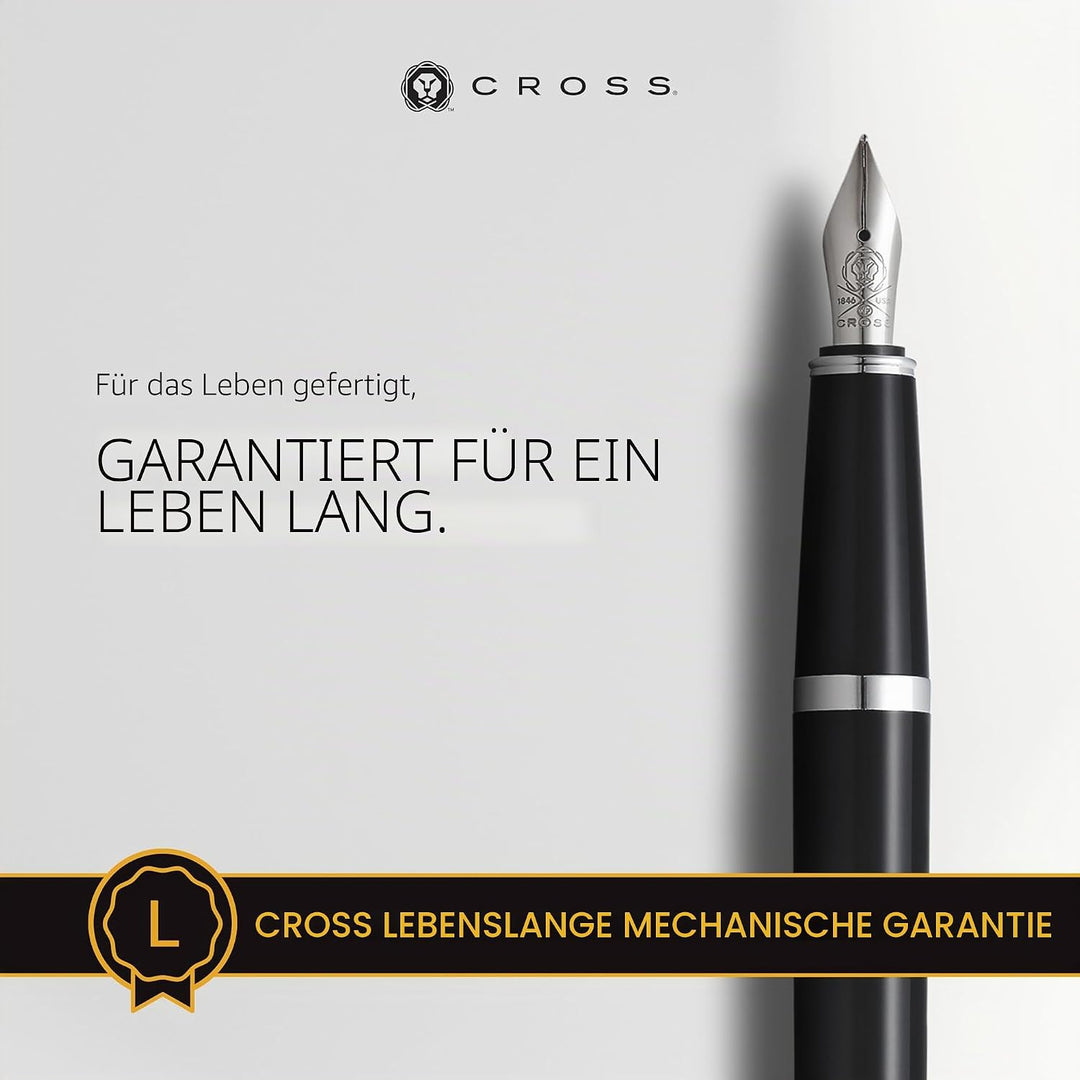Cross Bailey Light Füllfederhalter (Federstärke F, inklusive Geschenkverpackung) Schwarz Schwarz Fei