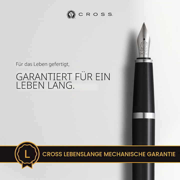 Cross Bailey Light Füllfederhalter (Federstärke F, inklusive Geschenkverpackung) Schwarz Schwarz Fei