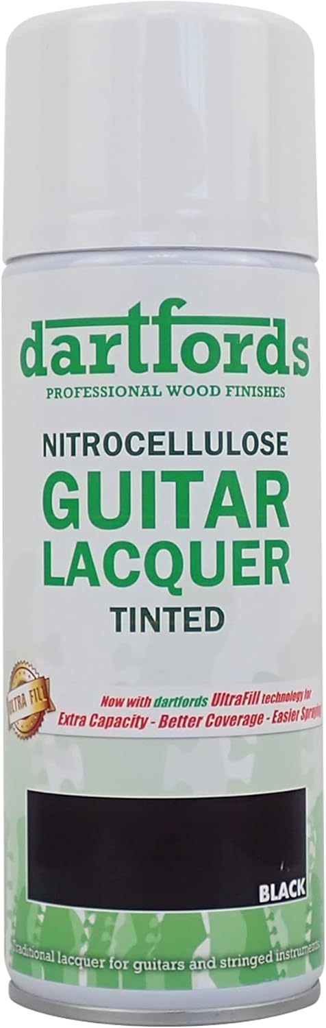 dartfords Nitrozellulose-Gitarrenlack, getönt, Schwarz (getönt), Sprühdose, 400 ml Black (Tint) 400