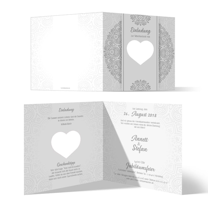 10 x Lasergeschnitten Hochzeitseinladungen Silberhochzeit silberne Hochzeit Einladung individuell -
