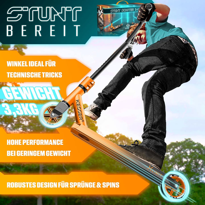 KESSER® Stunt Scooter X-Limit - 360° Lenkung Robuster Funscooter Stuntscooter mit ABEC 9 Kugellagern