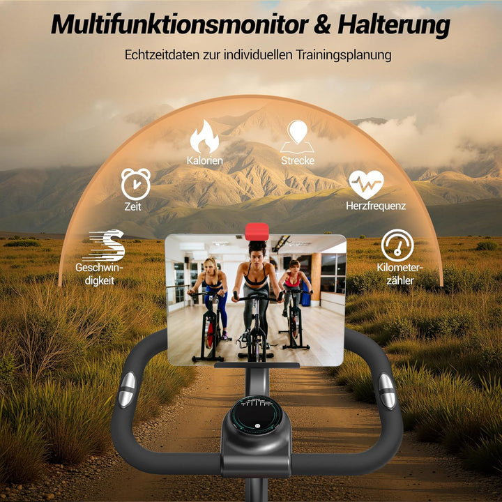 UMAY Heimtrainer Fahrrad, Indoor Spinning Bike, Ergometer mit Pulsmessung &amp; LED Display, Hometrainer