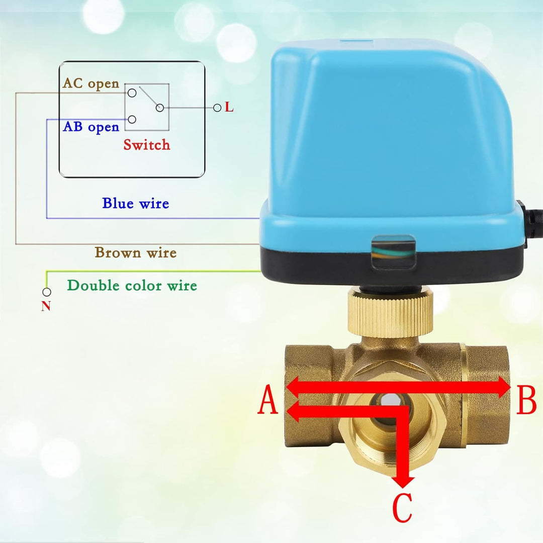 SWAWIS 3 Wege Kugelventil Motorkugelhahn Zonenventil DN15 G1/2 Zoll AC 230V Motorventil Elektrisches